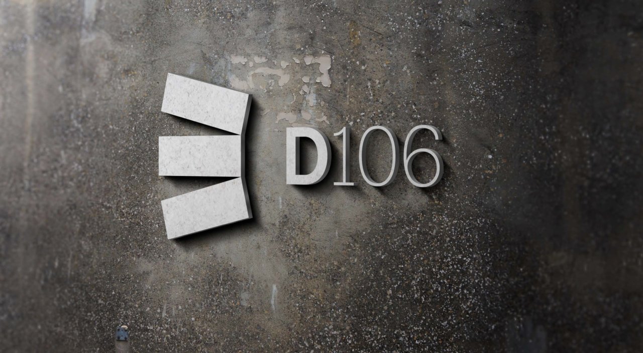 D106 skilt på veggen.